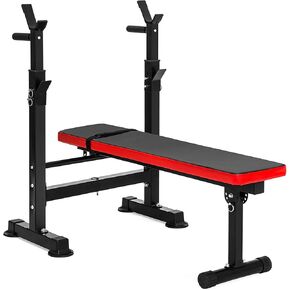 BalanceFrom Adjustable Folding Multifunctional Workout Station Adjustable Olympic Workout Bench with Squat Rack