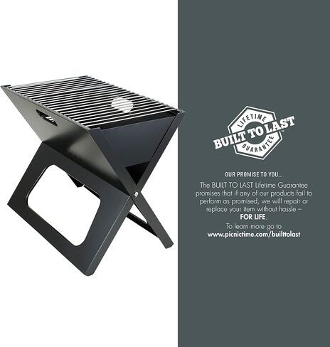 شواية محمولة من PICNIC TIME NCAA Purdue Boilermakers X-Grill، شواية تخييم، شواية فحم صغيرة للتخييم، (أسود) in Kuwait