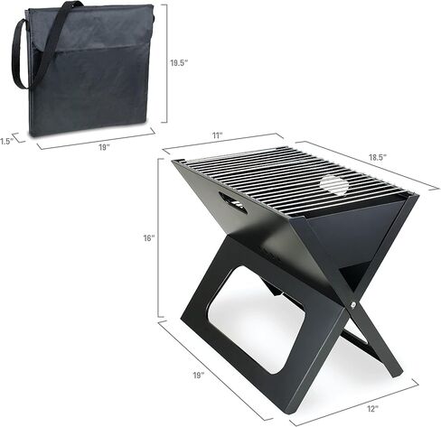 شواية محمولة من PICNIC TIME NCAA Purdue Boilermakers X-Grill، شواية تخييم، شواية فحم صغيرة للتخييم، (أسود) in Kuwait