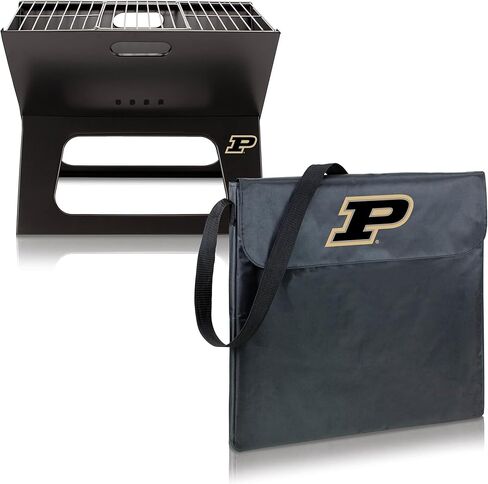 شواية محمولة من PICNIC TIME NCAA Purdue Boilermakers X-Grill، شواية تخييم، شواية فحم صغيرة للتخييم، (أسود) in Kuwait