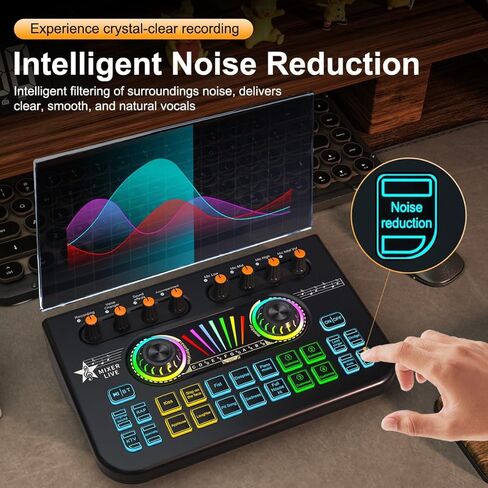 حزمة معدات البودكاست، واجهة مزج الصوت Tenlamp X3 مع لوحة تأثير الصوت، مجموعة إعداد البودكاست للمبتدئين في الاستوديو للهاتف والكمبيوتر الشخصي وتسجيل البث المباشر وألعاب الفيديو DJ in Kuwait