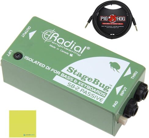 حزمة الهندسة الشعاعية StageBug SB-2 المدمجة السلبية DI مع كابل أدوات PCH10BK "منسوج أسود" وقماش تلميع الصوت السائل in Saudi Arabia
