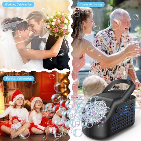 آلة فقاعات Fansteck للأطفال مع تأثير ضوئي، أكثر من 20000 فقاعات في الدقيقة، صانع فقاعات قابل لإعادة الشحن تلقائيًا، آلات فقاعات احترافية تعمل بالبطارية لحفلات الزفاف الداخلية والخارجية والحفلات in Kuwait