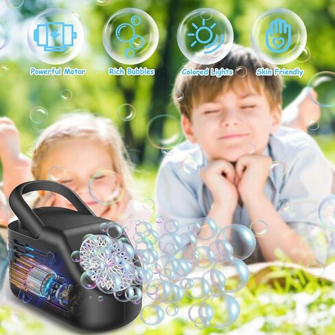 آلة فقاعات Fansteck للأطفال مع تأثير ضوئي، أكثر من 20000 فقاعات في الدقيقة، صانع فقاعات قابل لإعادة الشحن تلقائيًا، آلات فقاعات احترافية تعمل بالبطارية لحفلات الزفاف الداخلية والخارجية والحفلات in Kuwait