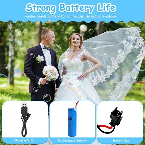 آلة فقاعات Fansteck للأطفال مع تأثير ضوئي، أكثر من 20000 فقاعات في الدقيقة، صانع فقاعات قابل لإعادة الشحن تلقائيًا، آلات فقاعات احترافية تعمل بالبطارية لحفلات الزفاف الداخلية والخارجية والحفلات in Kuwait