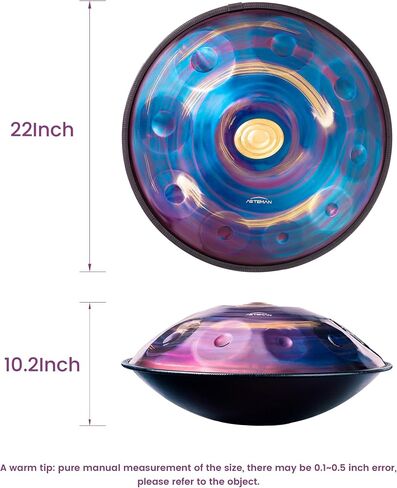 ASTEMAN Handpan in D Minor, 22 inches with 10 notes, comes with a backpack, courses, finger sleeves, stand, cleaning cloth, and two mallets. in Saudi Arabia