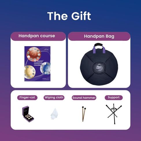 ASTEMAN Handpan in D Minor, 22 inches with 10 notes, comes with a backpack, courses, finger sleeves, stand, cleaning cloth, and two mallets. in Saudi Arabia