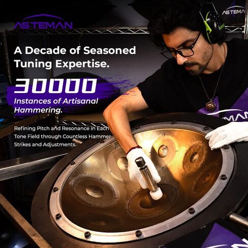 ASTEMAN Handpan in D Minor, 22 inches with 10 notes, comes with a backpack, courses, finger sleeves, stand, cleaning cloth, and two mallets. in Saudi Arabia