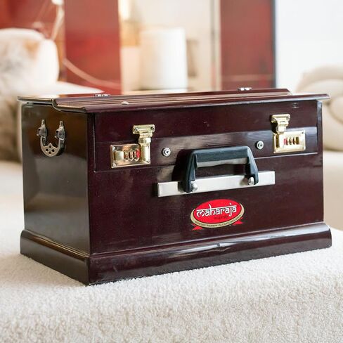 هارمونيوم محمول، مسرحيات مهراجا الموسيقية، صغير، 2 1/4 أوكتاف سابتاك، لون ماهوجني داكن، 3 طيات أسفل، 17 × 10 × 10 بوصة، مقبض، حقيبة، رفيق يوجا كيرتان، أداة هارمونيوم مصنوعة يدويًا-PH2 in Kuwait