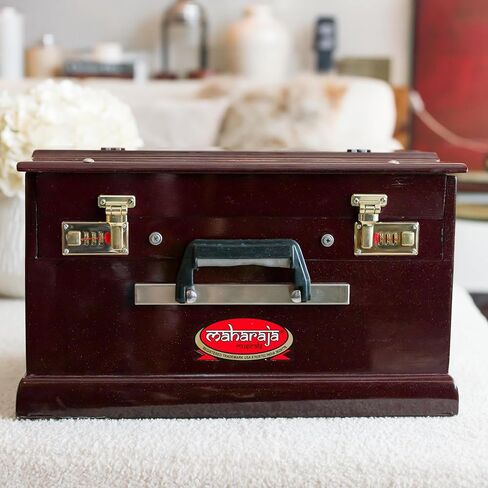 هارمونيوم محمول، مسرحيات مهراجا الموسيقية، صغير، 2 1/4 أوكتاف سابتاك، لون ماهوجني داكن، 3 طيات أسفل، 17 × 10 × 10 بوصة، مقبض، حقيبة، رفيق يوجا كيرتان، أداة هارمونيوم مصنوعة يدويًا-PH2 in Kuwait