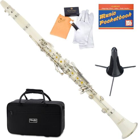 Mendini MCT-E+SD+PB Black Ebonite ABS B Flat Clarinet with Case, Stand, Pocketbook, Mouthpiece, 10 Reeds and More in Saudi Arabia