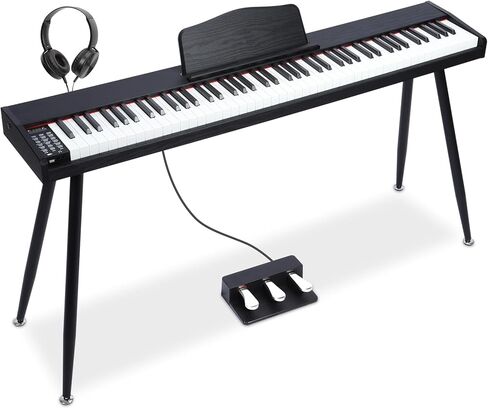88 Key Digital Piano for Beginner, Full-Size Electric Keyboard with Semi-Weighted Keys, 200 Voices, 200 Rhythms, 89 Demo song, Piano Keyboard Include 3 Piano Style Pedals, Power Supply, Stand in Kuwait