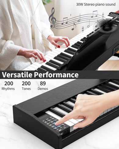 88 Key Digital Piano for Beginner, Full-Size Electric Keyboard with Semi-Weighted Keys, 200 Voices, 200 Rhythms, 89 Demo song, Piano Keyboard Include 3 Piano Style Pedals, Power Supply, Stand in Kuwait