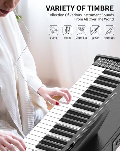 88 Key Digital Piano for Beginner, Full-Size Electric Keyboard with Semi-Weighted Keys, 200 Voices, 200 Rhythms, 89 Demo song, Piano Keyboard Include 3 Piano Style Pedals, Power Supply, Stand in Kuwait
