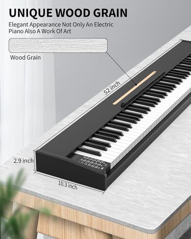 88 Key Digital Piano for Beginner, Full-Size Electric Keyboard with Semi-Weighted Keys, 200 Voices, 200 Rhythms, 89 Demo song, Piano Keyboard Include 3 Piano Style Pedals, Power Supply, Stand in Kuwait
