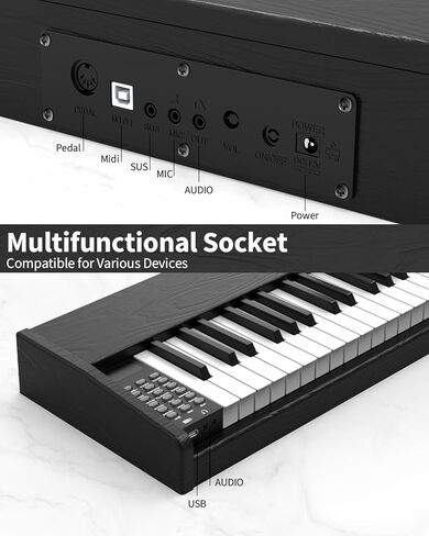 88 Key Digital Piano for Beginner, Full-Size Electric Keyboard with Semi-Weighted Keys, 200 Voices, 200 Rhythms, 89 Demo song, Piano Keyboard Include 3 Piano Style Pedals, Power Supply, Stand in Kuwait