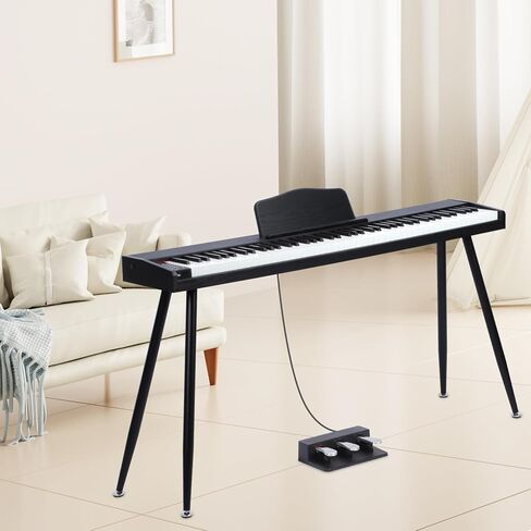 88 Key Digital Piano for Beginner, Full-Size Electric Keyboard with Semi-Weighted Keys, 200 Voices, 200 Rhythms, 89 Demo song, Piano Keyboard Include 3 Piano Style Pedals, Power Supply, Stand in Kuwait
