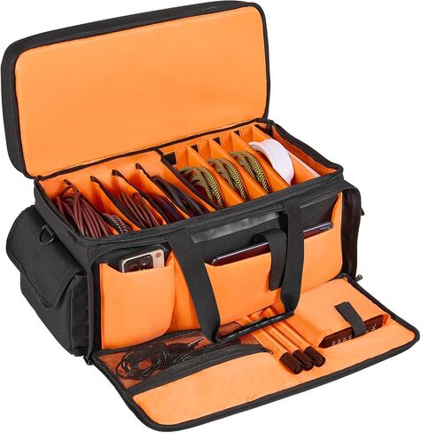 VEVOR DJ Cable File Bag, 1200D Oxford Fabric, DJ Gig Bag with 9 Detachable Divider 4.92 ft Padded Shoulder Strap Plastic Bottom Pad, 23.6 x 11.8 x 12.7 in DJ Wire Bag for DJ Gear Musical Accessories in Saudi Arabia