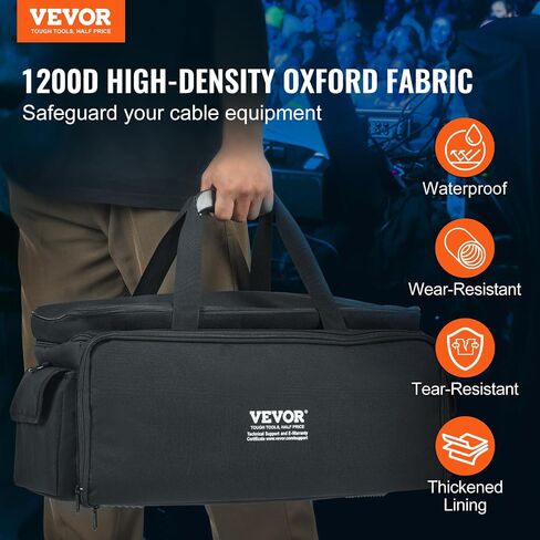 VEVOR DJ Cable File Bag, 1200D Oxford Fabric, DJ Gig Bag with 9 Detachable Divider 4.92 ft Padded Shoulder Strap Plastic Bottom Pad, 23.6 x 11.8 x 12.7 in DJ Wire Bag for DJ Gear Musical Accessories in Saudi Arabia