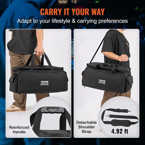 VEVOR DJ Cable File Bag, 1200D Oxford Fabric, DJ Gig Bag with 9 Detachable Divider 4.92 ft Padded Shoulder Strap Plastic Bottom Pad, 23.6 x 11.8 x 12.7 in DJ Wire Bag for DJ Gear Musical Accessories in Saudi Arabia