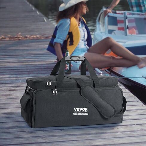 VEVOR DJ Cable File Bag, 1200D Oxford Fabric, DJ Gig Bag with 9 Detachable Divider 4.92 ft Padded Shoulder Strap Plastic Bottom Pad, 23.6 x 11.8 x 12.7 in DJ Wire Bag for DJ Gear Musical Accessories in Saudi Arabia