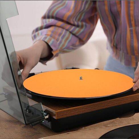 4 PCS Turntable Mat Turntable Slip-mat Wool Mat Anti Vibration Record Platter Mat Phonograph Vinyl Cork Turntable Mat Slip-Mat Player Wool Pad Turntable Slipmat for Cleaner Audio Output in Kuwait