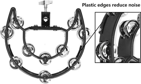 Hi Hat Tambourine Half Moon Drum Set Mounted Tambourine Double Row Bells with Mounting Eye Bolt Tambourine for Drum Kit Percussion Accessories in Kuwait
