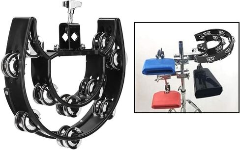 Hi Hat Tambourine Half Moon Drum Set Mounted Tambourine Double Row Bells with Mounting Eye Bolt Tambourine for Drum Kit Percussion Accessories in Kuwait