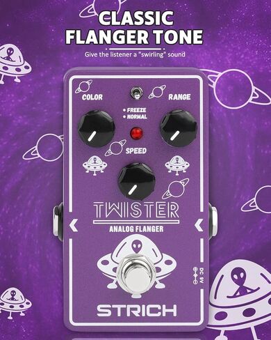 دواسة جيتار STRICH TMISTER Flanger لدواسات تأثير Flanger التناظرية وضعين أفضل تأثير صوتي كلاسيكي تأثير أصوات Flanger معدني كلاسيكي، تجاوز حقيقي للجيتار الكهربائي، أرجواني وأبيض in Kuwait
