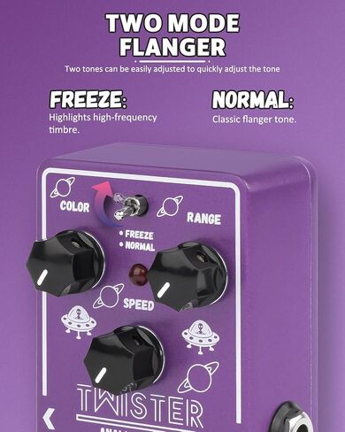 دواسة جيتار STRICH TMISTER Flanger لدواسات تأثير Flanger التناظرية وضعين أفضل تأثير صوتي كلاسيكي تأثير أصوات Flanger معدني كلاسيكي، تجاوز حقيقي للجيتار الكهربائي، أرجواني وأبيض in Kuwait