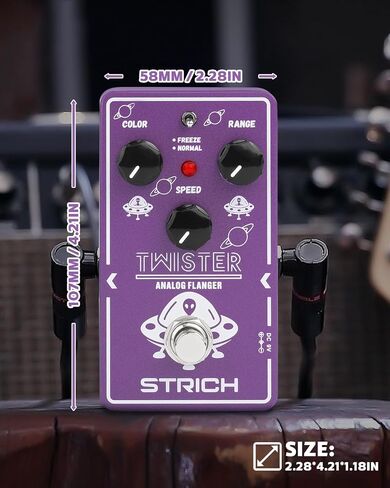 دواسة جيتار STRICH TMISTER Flanger لدواسات تأثير Flanger التناظرية وضعين أفضل تأثير صوتي كلاسيكي تأثير أصوات Flanger معدني كلاسيكي، تجاوز حقيقي للجيتار الكهربائي، أرجواني وأبيض in Kuwait
