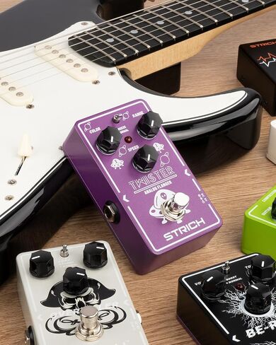 دواسة جيتار STRICH TMISTER Flanger لدواسات تأثير Flanger التناظرية وضعين أفضل تأثير صوتي كلاسيكي تأثير أصوات Flanger معدني كلاسيكي، تجاوز حقيقي للجيتار الكهربائي، أرجواني وأبيض in Kuwait