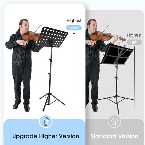 حامل الموسيقى للورقة، حامل الموسيقى المحمول القابل للطي 2 في 1، حامل كتب سطح المكتب قابل للتعديل مع حامل مشبك ورقة الموسيقى وحقيبة حمل (31.4 بوصة إلى 70.86 بوصة) in Kuwait