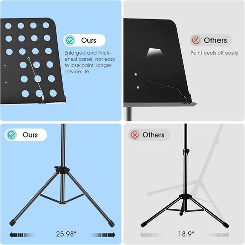 حامل الموسيقى للورقة، حامل الموسيقى المحمول القابل للطي 2 في 1، حامل كتب سطح المكتب قابل للتعديل مع حامل مشبك ورقة الموسيقى وحقيبة حمل (31.4 بوصة إلى 70.86 بوصة) in Kuwait