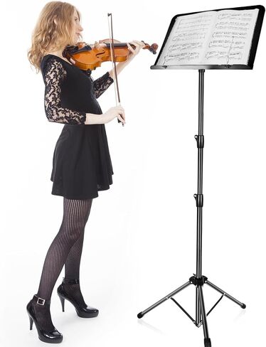 حامل الموسيقى للورقة، حامل الموسيقى المحمول القابل للطي 2 في 1، حامل كتب سطح المكتب قابل للتعديل مع حامل مشبك ورقة الموسيقى وحقيبة حمل (31.4 بوصة إلى 70.86 بوصة) in Kuwait