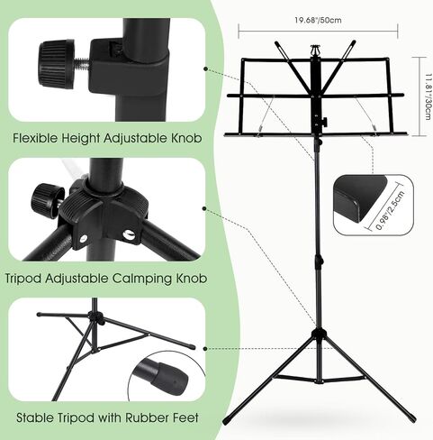 حامل موسيقى للورقة، حامل موسيقى محمول قابل للطي 2 في 1، حامل كتب سطح المكتب خفيف الوزن وقابل للتعديل مع حقيبة حمل (19.68 بوصة إلى 59 بوصة) in Kuwait