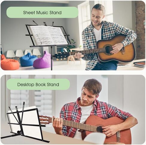 حامل موسيقى للورقة، حامل موسيقى محمول قابل للطي 2 في 1، حامل كتب سطح المكتب خفيف الوزن وقابل للتعديل مع حقيبة حمل (19.68 بوصة إلى 59 بوصة) in Kuwait