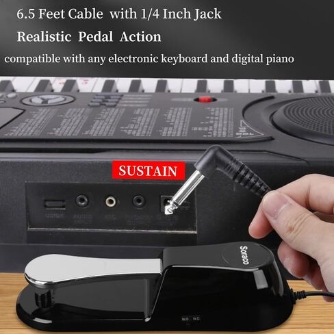 Sustain Pedal Univerdal للوحة المفاتيح مع مفتاح قطبية لـ Yamaha Casio Roland Korg Behringer Moog Piano Midi لوحات المفاتيح الإلكترونية نمط دواسة قدم البيانو (إصدار ترقية) in Kuwait