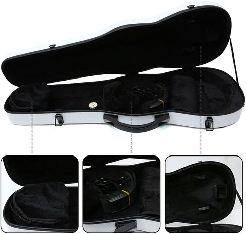 Hard Violin Case 4/4 Full Size Carbon Fiber Violin Box with reinforced carry handle Violin backpack with Back Straps (Black) in Saudi Arabia
