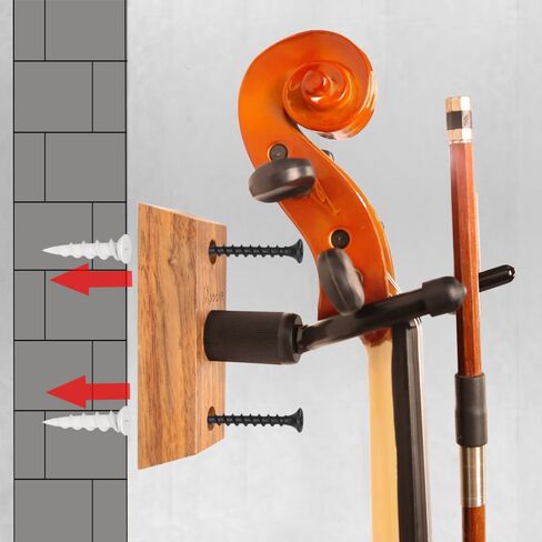 شماعة تثبيت على الحائط للكمان مكونة من قطعتين، شماعة كمان وفيولا مع حامل القوس، حامل عرض كمان كمان من خشب الجوز الأسود، للمنازل والاستوديوهات وخطاف شماعات الكمان للجدار in Kuwait