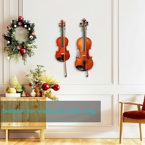 شماعة تثبيت على الحائط للكمان مكونة من قطعتين، شماعة كمان وفيولا مع حامل القوس، حامل عرض كمان كمان من خشب الجوز الأسود، للمنازل والاستوديوهات وخطاف شماعات الكمان للجدار in Kuwait