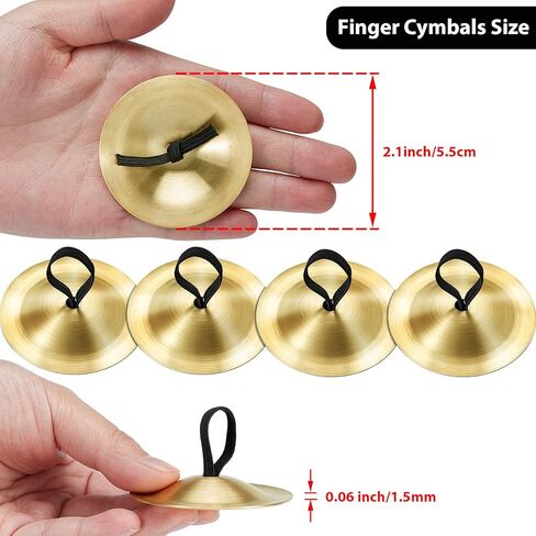 40 Pcs Finger Cymbals Belly Dancing Musical Instrument Percussion Zills Instruments for Adults Dancer Party (Gold, Silver) in Kuwait