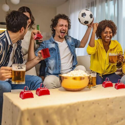 15 حزمة من أجراس البقر المعدنية مقاس 3 بوصة، أجراس البقر الحمراء، صانعة الضوضاء، جرس البقرة بصوت عالٍ مع مقابض، أجراس البقر الصغيرة للإيقاع اليدوي للأحداث الرياضية، والهتاف، وروح الفريق، وحفلات الزفاف in Kuwait