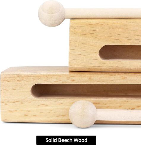 QWORK Wood Percussion Instrument Set - 2 Pack Wooden Sound Blocks with Mallets, Solid Wood Rhythm Block Musical Percussion Instrument for Concerts, Recordings & Community Bands in Saudi Arabia