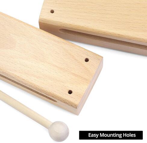 QWORK Wood Percussion Instrument Set - 2 Pack Wooden Sound Blocks with Mallets, Solid Wood Rhythm Block Musical Percussion Instrument for Concerts, Recordings & Community Bands in Saudi Arabia