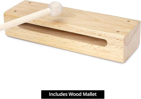 QWORK Wood Percussion Instrument Set - 2 Pack Wooden Sound Blocks with Mallets, Solid Wood Rhythm Block Musical Percussion Instrument for Concerts, Recordings & Community Bands in Saudi Arabia