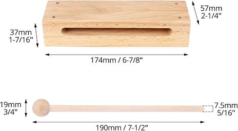 QWORK Wood Percussion Instrument Set - 2 Pack Wooden Sound Blocks with Mallets, Solid Wood Rhythm Block Musical Percussion Instrument for Concerts, Recordings & Community Bands in Saudi Arabia
