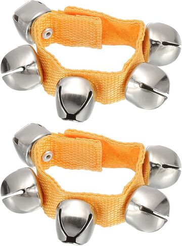 PATIKIL 2pcs Wrist Bells, Jingle Bells Ankle Bells Hand Bells Wrist Bells Bracelet Percussion Instruments Musical Rhythm Band with 5 Silvery Bells for Party Christmas, Pink in Saudi Arabia