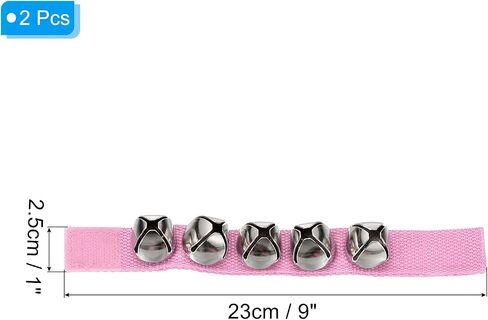PATIKIL 2pcs Wrist Bells, Jingle Bells Ankle Bells Hand Bells Wrist Bells Bracelet Percussion Instruments Musical Rhythm Band with 5 Silvery Bells for Party Christmas, Pink in Saudi Arabia