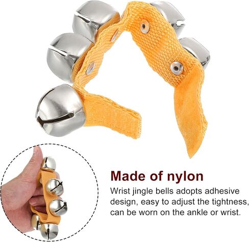 PATIKIL 2pcs Wrist Bells, Jingle Bells Ankle Bells Hand Bells Wrist Bells Bracelet Percussion Instruments Musical Rhythm Band with 5 Silvery Bells for Party Christmas, Pink in Saudi Arabia